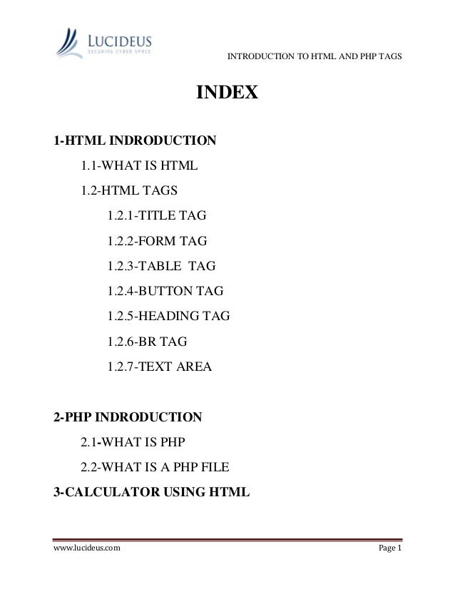 basic introduction to html and php tags